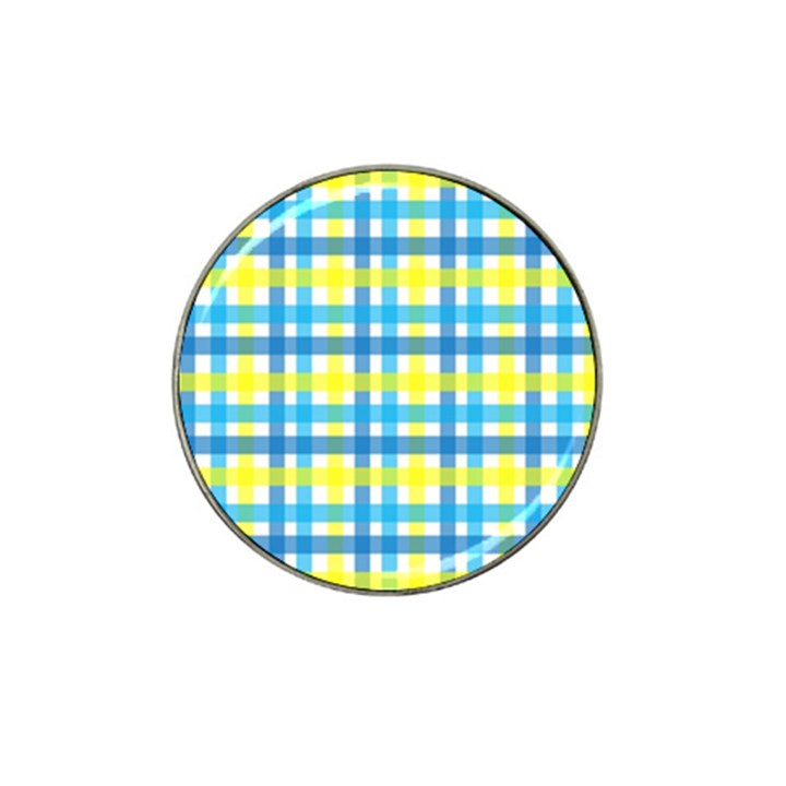 Gingham Plaid Yellow Aqua Blue Hat Clip Ball Marker (10 pack)