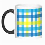 Gingham Plaid Yellow Aqua Blue Morph Mugs Left