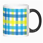 Gingham Plaid Yellow Aqua Blue Morph Mugs Right