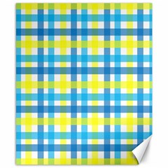 Gingham Plaid Yellow Aqua Blue Canvas 8  X 10  by Simbadda