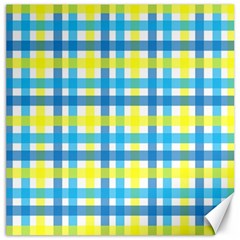 Gingham Plaid Yellow Aqua Blue Canvas 12  X 12   by Simbadda