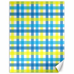 Gingham Plaid Yellow Aqua Blue Canvas 12  X 16   by Simbadda