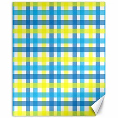 Gingham Plaid Yellow Aqua Blue Canvas 16  X 20   by Simbadda