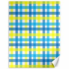 Gingham Plaid Yellow Aqua Blue Canvas 18  X 24   by Simbadda