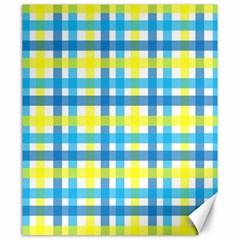 Gingham Plaid Yellow Aqua Blue Canvas 20  X 24   by Simbadda