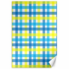 Gingham Plaid Yellow Aqua Blue Canvas 20  X 30   by Simbadda