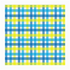 Gingham Plaid Yellow Aqua Blue Medium Glasses Cloth (2-side) by Simbadda