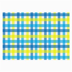 Gingham Plaid Yellow Aqua Blue Large Glasses Cloth by Simbadda