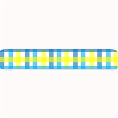 Gingham Plaid Yellow Aqua Blue Small Bar Mats by Simbadda