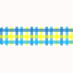 Gingham Plaid Yellow Aqua Blue Large Bar Mats by Simbadda