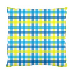 Gingham Plaid Yellow Aqua Blue Standard Cushion Case (two Sides)