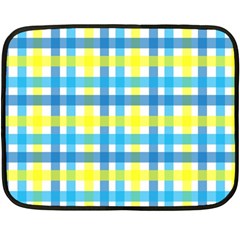 Gingham Plaid Yellow Aqua Blue Fleece Blanket (mini) by Simbadda