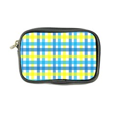 Gingham Plaid Yellow Aqua Blue Coin Purse by Simbadda