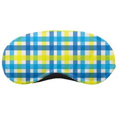 Gingham Plaid Yellow Aqua Blue Sleeping Masks by Simbadda