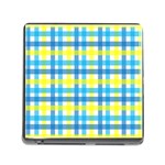 Gingham Plaid Yellow Aqua Blue Memory Card Reader (Square) Front