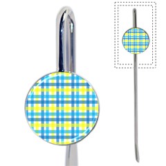 Gingham Plaid Yellow Aqua Blue Book Mark by Simbadda