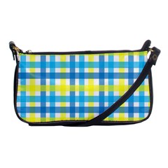 Gingham Plaid Yellow Aqua Blue Shoulder Clutch Bags by Simbadda