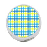 Gingham Plaid Yellow Aqua Blue 4-Port USB Hub (Two Sides)  Front