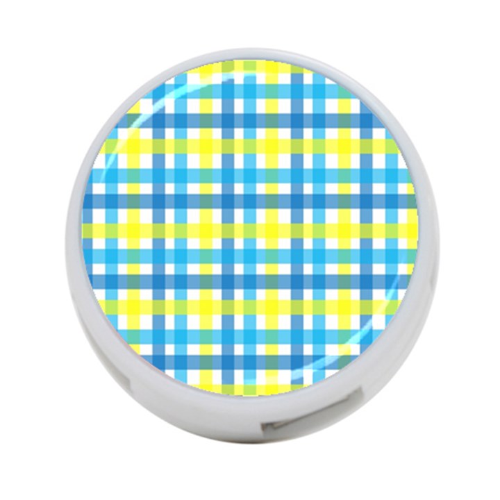 Gingham Plaid Yellow Aqua Blue 4-Port USB Hub (Two Sides) 