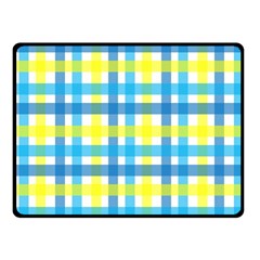 Gingham Plaid Yellow Aqua Blue Fleece Blanket (small) by Simbadda