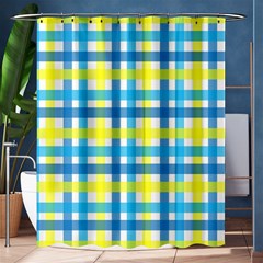 Gingham Plaid Yellow Aqua Blue Shower Curtain 60  X 72  (medium)  by Simbadda