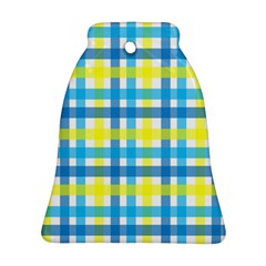 Gingham Plaid Yellow Aqua Blue Bell Ornament (two Sides)