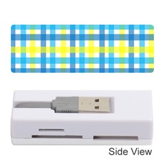 Gingham Plaid Yellow Aqua Blue Memory Card Reader (stick)  by Simbadda