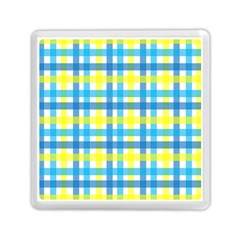 Gingham Plaid Yellow Aqua Blue Memory Card Reader (square)  by Simbadda