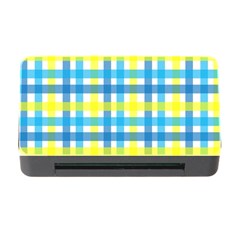 Gingham Plaid Yellow Aqua Blue Memory Card Reader With Cf by Simbadda