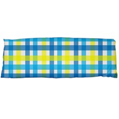 Gingham Plaid Yellow Aqua Blue Body Pillow Case (dakimakura) by Simbadda