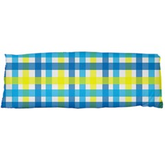 Gingham Plaid Yellow Aqua Blue Body Pillow Case Dakimakura (two Sides) by Simbadda