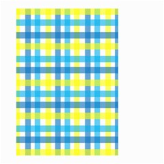 Gingham Plaid Yellow Aqua Blue Small Garden Flag (two Sides) by Simbadda