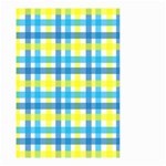 Gingham Plaid Yellow Aqua Blue Small Garden Flag (Two Sides) Front