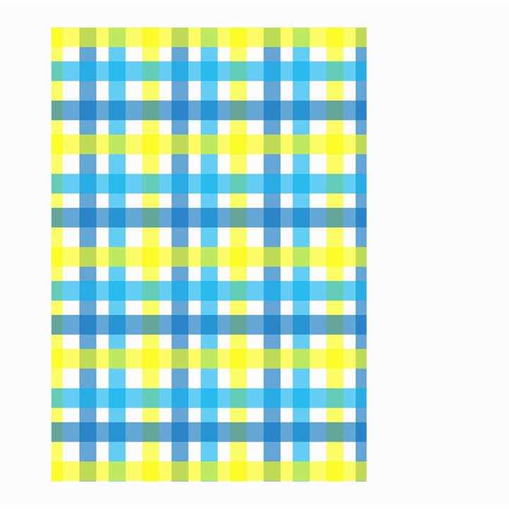 Gingham Plaid Yellow Aqua Blue Small Garden Flag (Two Sides)