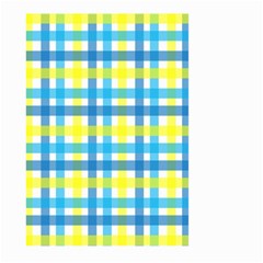 Gingham Plaid Yellow Aqua Blue Large Garden Flag (two Sides) by Simbadda