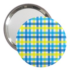 Gingham Plaid Yellow Aqua Blue 3  Handbag Mirrors by Simbadda