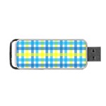 Gingham Plaid Yellow Aqua Blue Portable USB Flash (One Side) Front