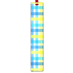 Gingham Plaid Yellow Aqua Blue Large Book Marks by Simbadda