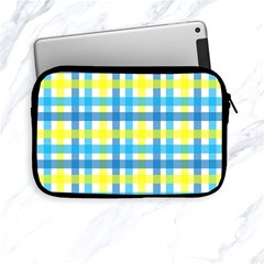 Gingham Plaid Yellow Aqua Blue Apple Ipad Mini Zipper Cases by Simbadda