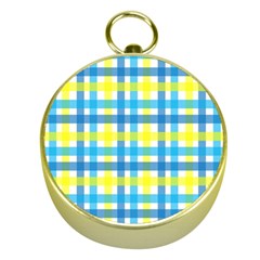 Gingham Plaid Yellow Aqua Blue Gold Compasses by Simbadda