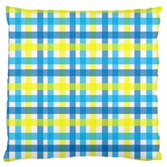 Gingham Plaid Yellow Aqua Blue Standard Flano Cushion Case (one Side) by Simbadda