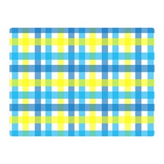 Gingham Plaid Yellow Aqua Blue Double Sided Flano Blanket (mini)  by Simbadda