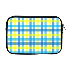 Gingham Plaid Yellow Aqua Blue Apple Macbook Pro 17  Zipper Case by Simbadda