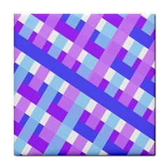 Geometric Plaid Gingham Diagonal Tile Coasters by Simbadda