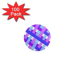 Geometric Plaid Gingham Diagonal 1  Mini Magnets (100 Pack) 