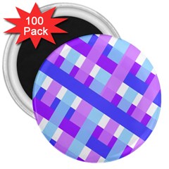 Geometric Plaid Gingham Diagonal 3  Magnets (100 Pack) by Simbadda