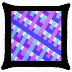 Geometric Plaid Gingham Diagonal Throw Pillow Case (black)