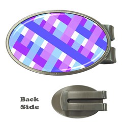 Geometric Plaid Gingham Diagonal Money Clips (oval) 