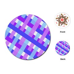 Geometric Plaid Gingham Diagonal Playing Cards (round)  by Simbadda