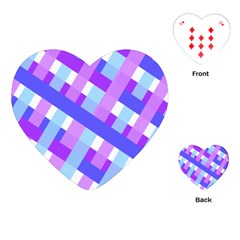 Geometric Plaid Gingham Diagonal Playing Cards (heart)  by Simbadda